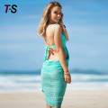 Sleeveless lace hollow out bohemian dress sun protection beach coverup for women